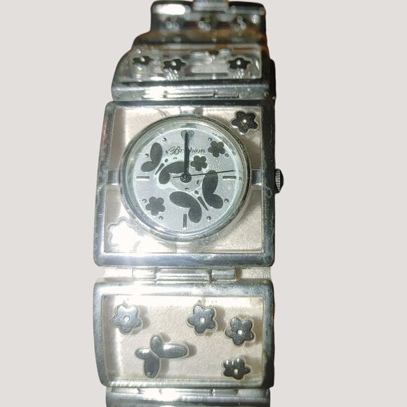 Brighton Watch Gainesville  Silver Floral Butterfly Flower Quartz Movement - Picture 1 of 7